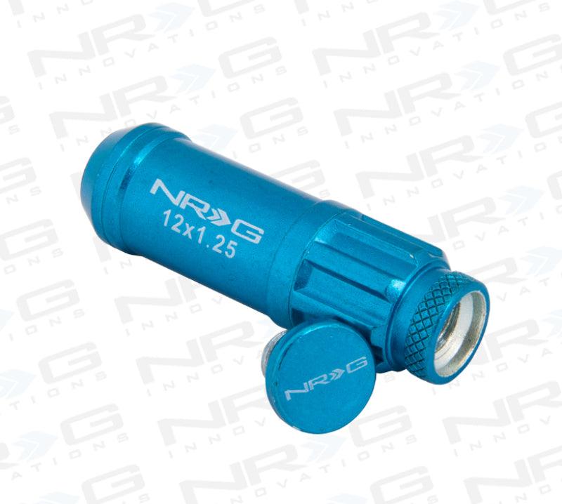 NRG 700 Series M12 X 1.25 Steel Lug Nut w/Dust Cap Cover Set 21 Pc w/Locks & Lock Socket - Blue - Corvette Realm