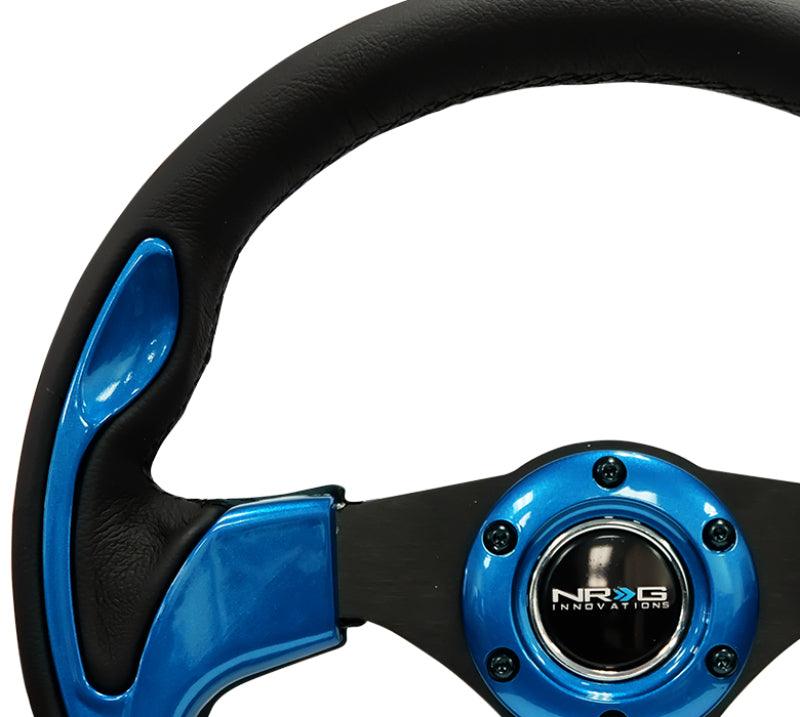 NRG Reinforced Steering Wheel (320mm) Blk w/Blue Trim - Corvette Realm