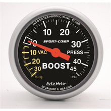 Load image into Gallery viewer, Autometer Sport-Comp 52mm 45 PSI Mechanical Boost Gauge - Corvette Realm