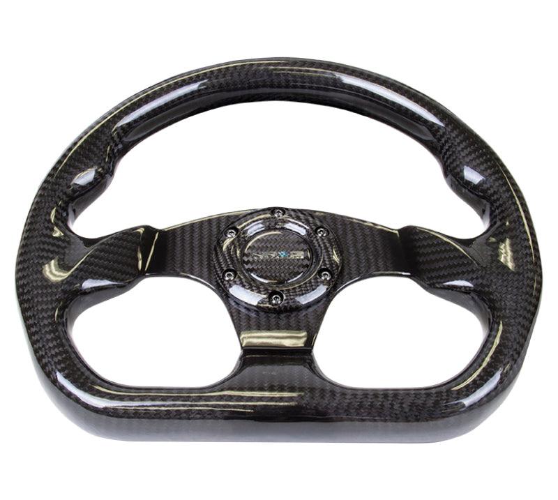 NRG Carbon Fiber Steering Wheel (320mm) Flat Bottom w/Shiny Black Carbon - Corvette Realm