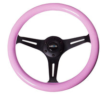 Load image into Gallery viewer, NRG Classic Wood Grain Steering Wheel (350mm) Solid Pink Painted Grip w/Black 3-Spoke Center - Corvette Realm