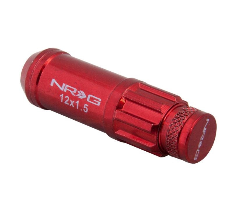 NRG 700 Series M12 X 1.5 Steel Lug Nut w/Dust Cap Cover Set 21 Pc w/Locks & Lock Socket - Red - Corvette Realm