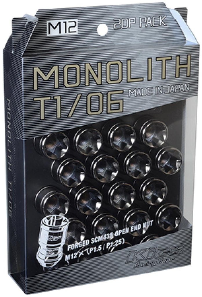 Project Kics 12 x 1.25 Glorious Black T1/06 Monolith Lug Nuts - 20 Pcs - Corvette Realm