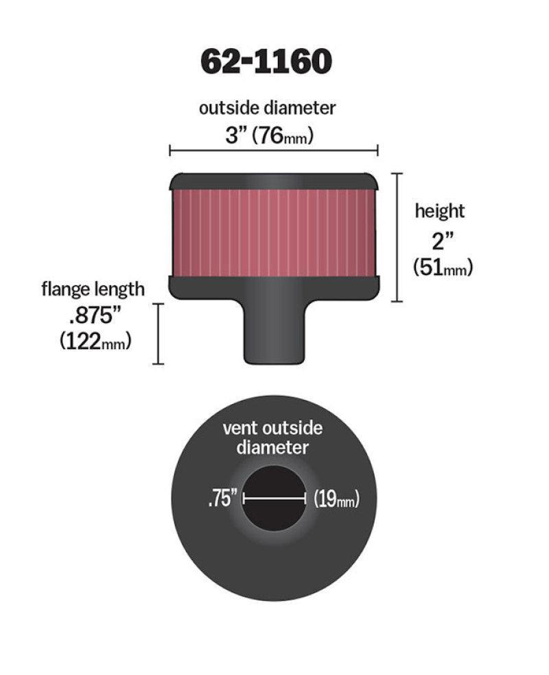 K&N Filter 3/4in Vent 3in Diameter 2in Height - Corvette Realm