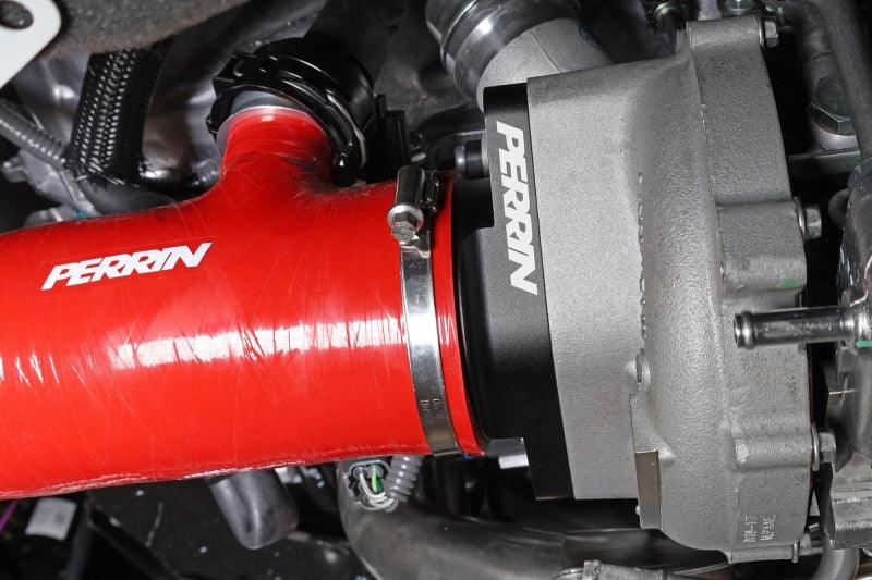 Perrin 2022+ Subaru WRX Red 3in Turbo Inlet Hose w/ Nozzle (Short) - Corvette Realm