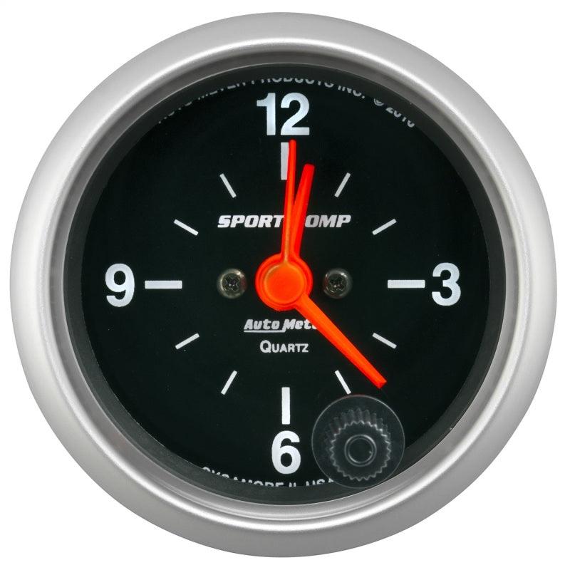 Autometer Sport-Comp 2-1/16in. 12 Hour Analog Clock Gauge - Corvette Realm