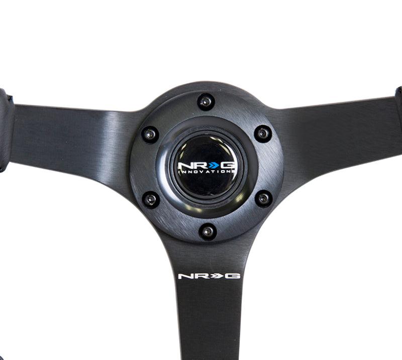 NRG Reinforced Steering Wheel (350mm / 3in. Deep) Bk Leather w/Bk BBall Stitch (Odi Bakchis Edition) - Corvette Realm