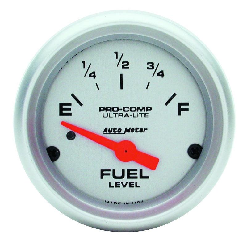 Autometer Ultra-Lite 52mm 0 OHMS Empty/90 OHMS Full Short Sweep Electronic Fuel Level Gauge - Corvette Realm