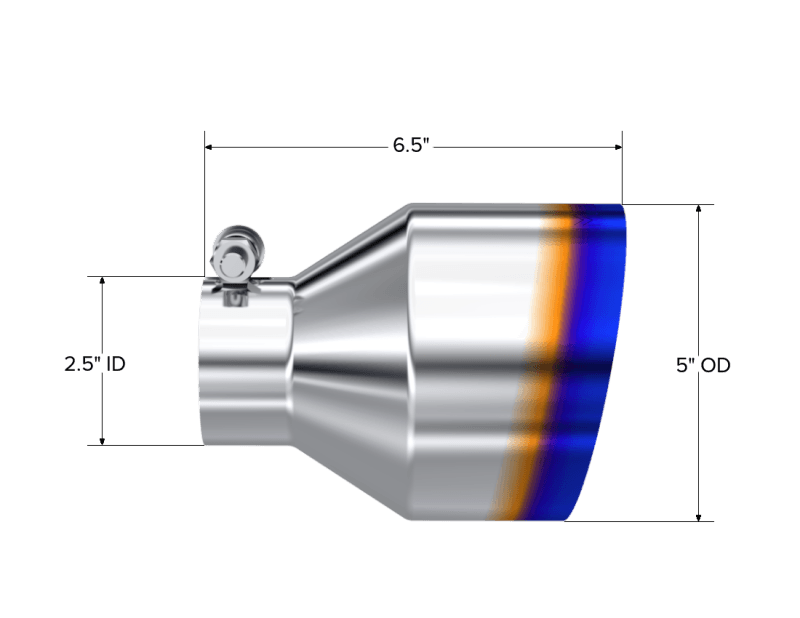 MBRP Univ. T304 Stainless Steel Burnt End Tip 2.5in ID / 5in OD / 6.5in Length Angle Cut Single Wall - Corvette Realm