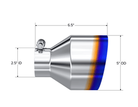 MBRP Univ. T304 Stainless Steel Burnt End Tip 2.5in ID / 5in OD / 6.5in Length Angle Cut Single Wall - Corvette Realm