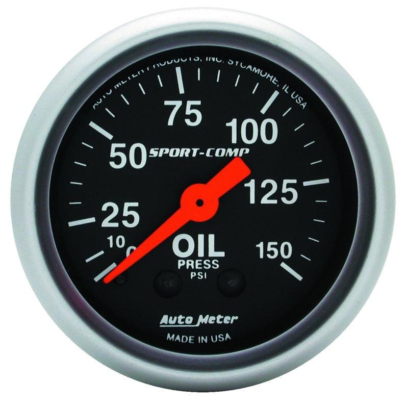 Autometer Sport Comp 52mm Mechanical 0-150 PSI Oil Pressure Gauge - Corvette Realm