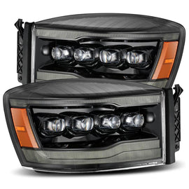 AlphaRex 06-08 Ram 1500HD NOVA LED Proj Headlights Plnk Style Alpha Blk w/Seq Signal/DRL/Amber LED - Corvette Realm