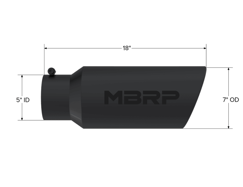 MBRP Universal Tip 7in O.D. Rolled End 5in inlet 18in length Black - Corvette Realm