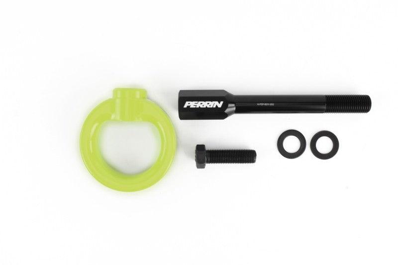 Perrin 02-07 Subaru WRX/STI Tow Hook Kit (Front) - Neon Yellow - Corvette Realm