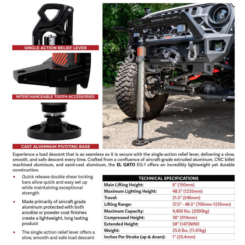 Go Rhino Xventure Gear EG1 El Gato Hydraulic Jack - Graphite - Corvette Realm