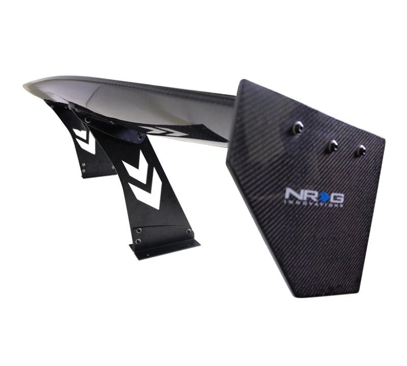 NRG Carbon Fiber Spoiler - Universal (69in.) w/NRG Logo / Stand Cut Out / Large Side Plate - Corvette Realm