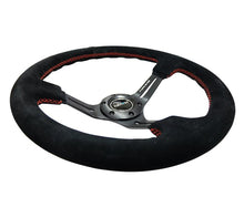 Load image into Gallery viewer, NRG Reinforced Steering Wheel (350mm / 3in. Deep) Blk Suede w/Red Stitching &amp; 5mm Spokes w/Slits - Corvette Realm