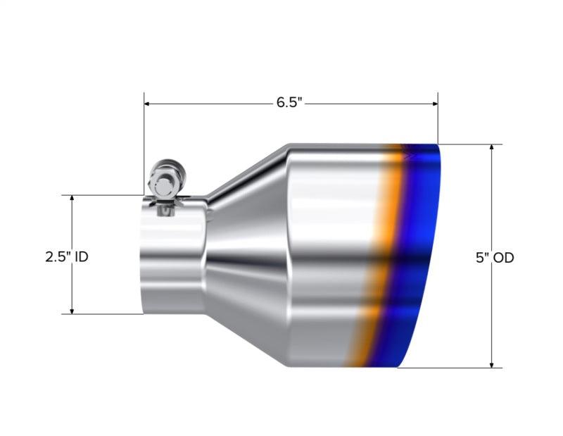 MBRP Univ. T304 Stainless Steel Burnt End Tip 2.5in ID / 5in OD / 6.5in Length Angle Cut Single Wall - Corvette Realm