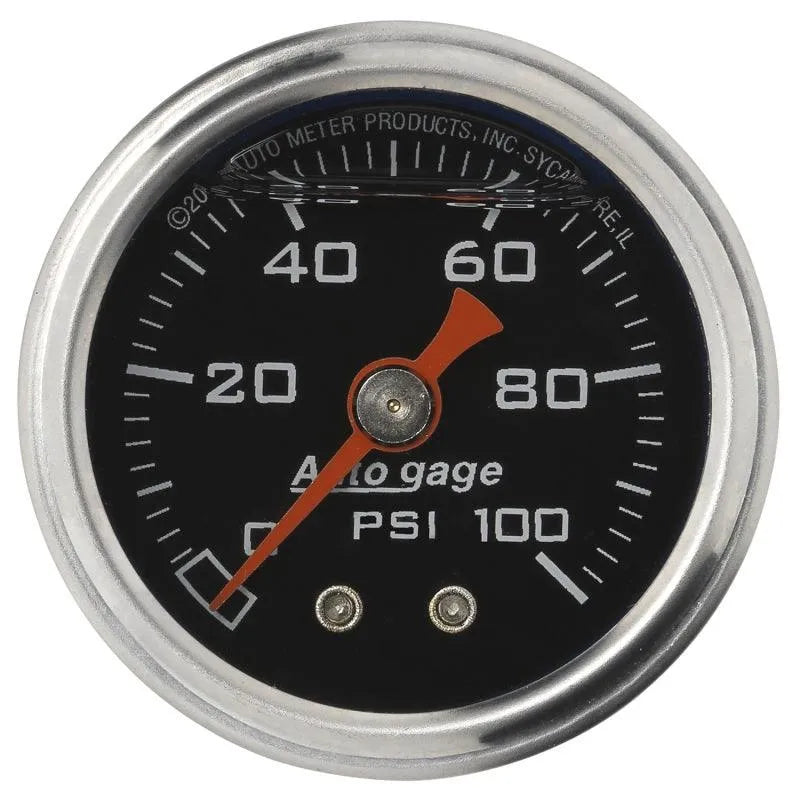 Autometer AutoGage 1.5in Liquid Filled Mechanical 0-100 PSI Fuel Pressure Gauge - Corvette Realm