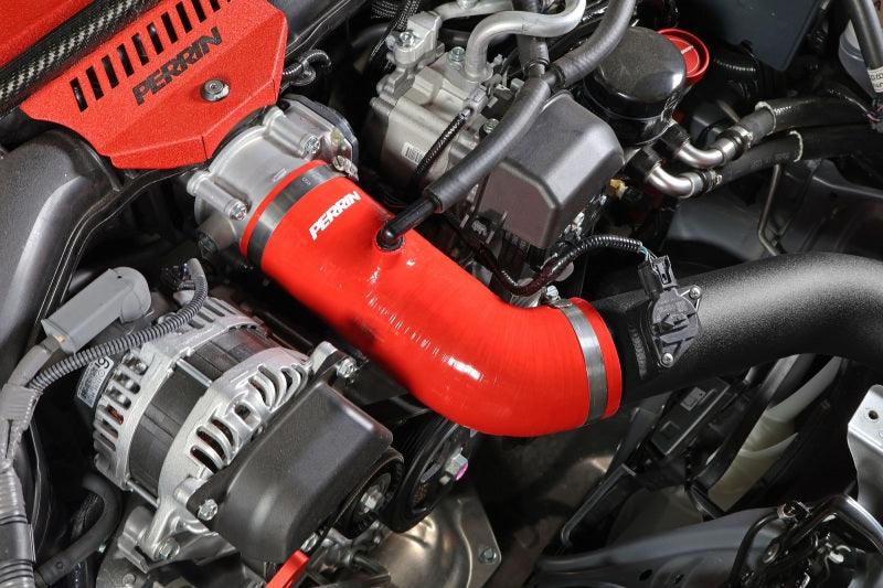 Perrin 22-23 Subaru BRZ/Toyota GR86 Silicone Inlet Hose (3in. ID / SS Wire) - Red - Corvette Realm