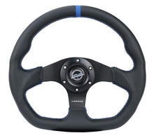 Load image into Gallery viewer, NRG Reinforced Steering Wheel (320mm) Sport Leather Flat Bottom w/ Blue Center/ Blue Stitching - Corvette Realm