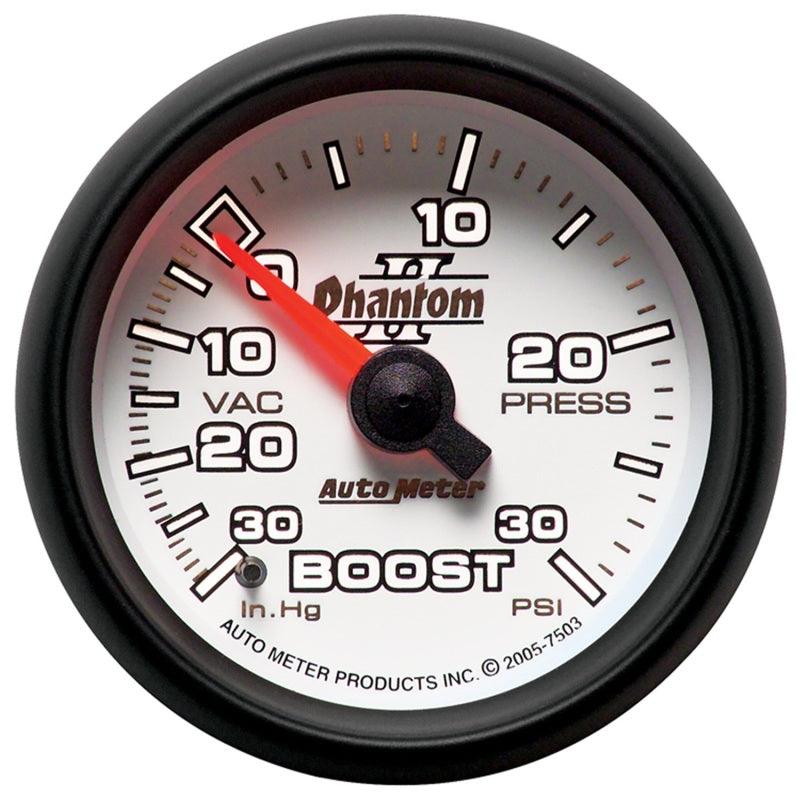 Autometer Phantom II 52.4mm Mechanical Vacuum / Boost Gauge 30 In. HG/30 PSI - Corvette Realm