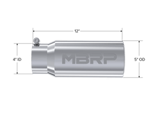 Load image into Gallery viewer, MBRP Universal Tip 5 O.D. Rolled Straight 4 inlet 12 length - Corvette Realm