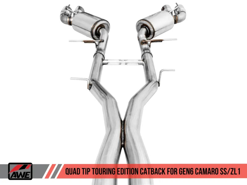 AWE Tuning 16-19 Chevy Camaro SS Non-Res Cat-Back Exhaust -Touring Edition (Quad Chrome Silver Tips) - Corvette Realm