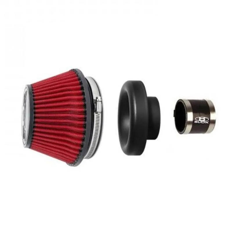BLOX Racing Shorty Performance 5in Air Filter w/3.5in Velocity Stack and Coupler Kit - Black - Corvette Realm