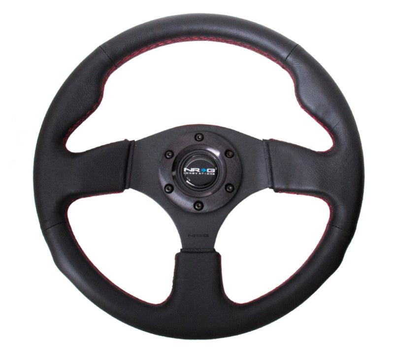 NRG Reinforced Steering Wheel (320mm) Leather w/Red Stitch - Corvette Realm