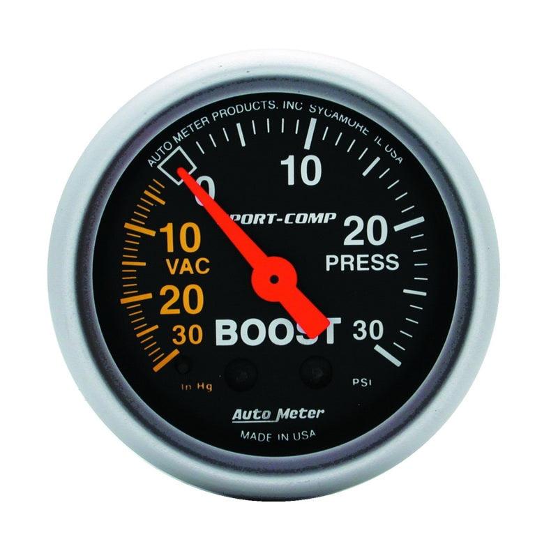 Autometer Sport-Comp 52mm 30 PSI Mechanical Boost Gauge - Corvette Realm