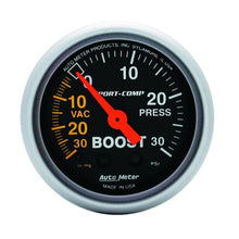 Load image into Gallery viewer, Autometer Sport-Comp 52mm 30 PSI Mechanical Boost Gauge - Corvette Realm