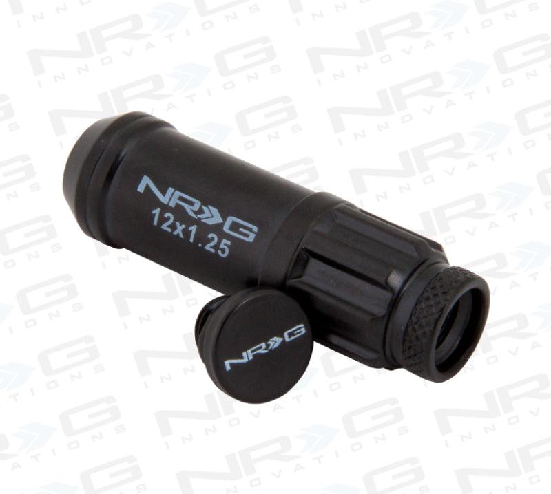 NRG 700 Series M12 X 1.25 Steel Lug Nut w/Dust Cap Cover Set 21 Pc w/Locks & Lock Socket - Black - Corvette Realm