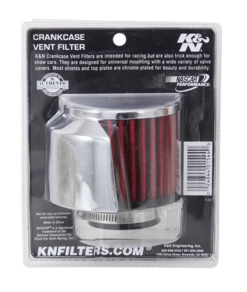 K&N 1.5in Flange ID x 3in OD x 2.5in Height Clamp On Crankcase Vent Filter - Corvette Realm