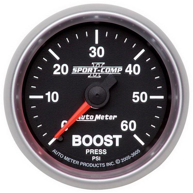 Autometer Sport-Comp II Mechanical 52mm 0-60 PSI Mechanical Boost Gauge - Corvette Realm