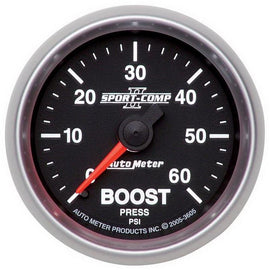 Autometer Sport-Comp II Mechanical 52mm 0-60 PSI Mechanical Boost Gauge - Corvette Realm