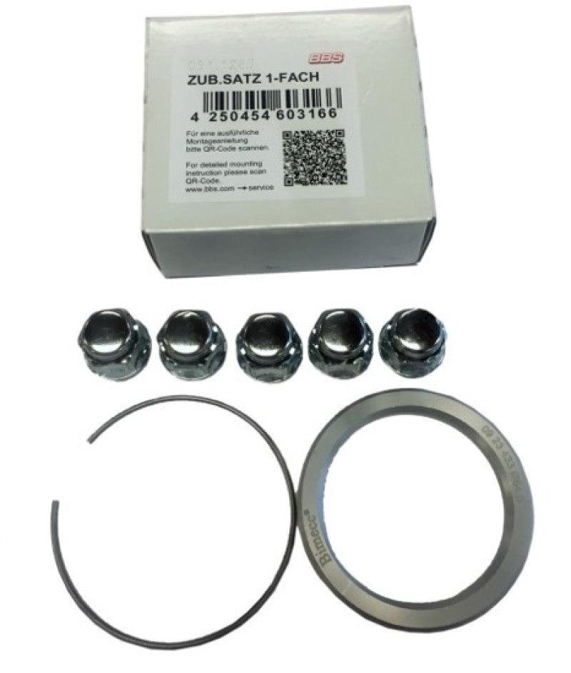 BBS PFS KIT - Subaru 5x114.3 - Includes 82mm OD - 56mm ID Ring / 82mm Clip / Lug Nuts - Corvette Realm