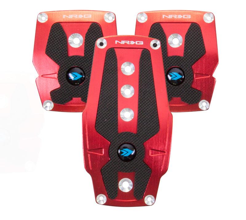 NRG Brushed Aluminum Sport Pedal M/T - Red w/Black Rubber Inserts - Corvette Realm