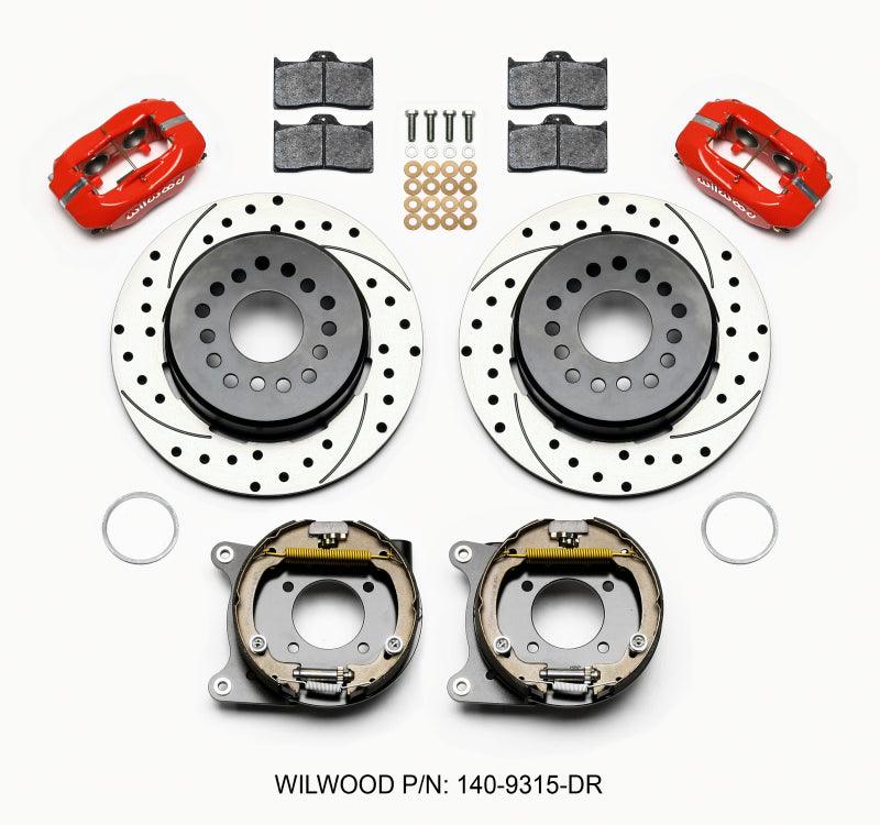 Wilwood Forged Dynalite P/S Park Brake Kit Drilled Red 12 Bolt 2.75in offset Staggered Shock - Corvette Realm