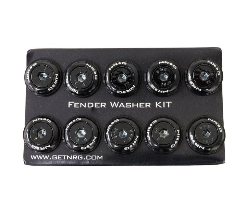 NRG Fender Washer Kit w/Color Matched M6 Bolt Rivets For Plastic (Black) - Set of 10 - Corvette Realm