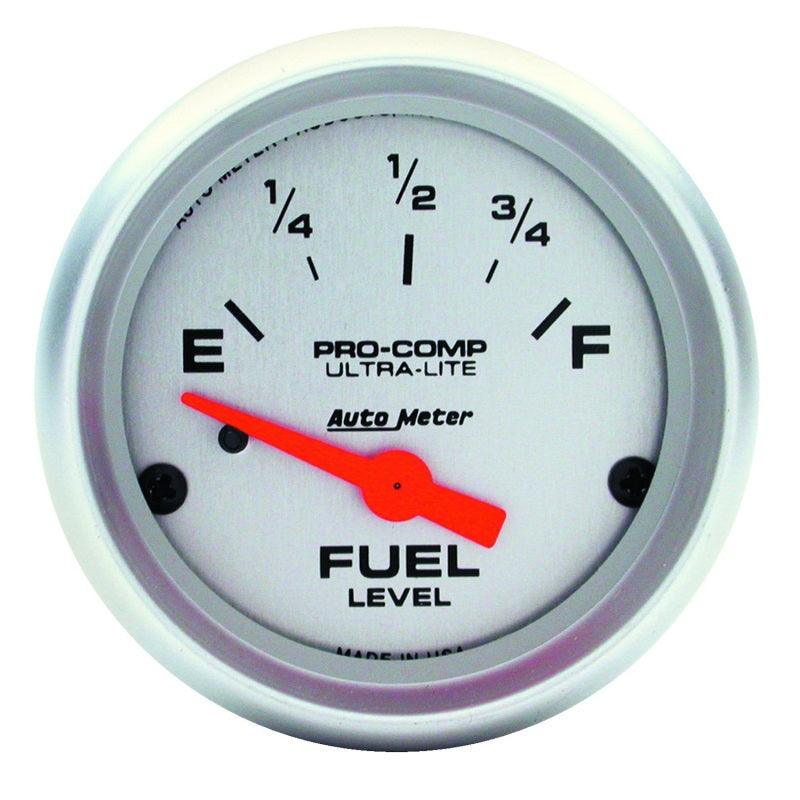 Autometer Ultra-Lite 52mm 73 OHMS Empty/10 OHMS Full Short Sweep Electronic Fuel Level Gauge - Corvette Realm