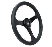 Load image into Gallery viewer, NRG Sport Steering Wheel (350mm / 1.5in Deep) Black Leather Black Stitch w/Matte Black Solid Spokes - Corvette Realm