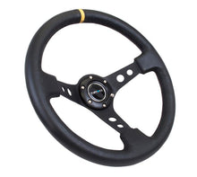 Load image into Gallery viewer, NRG Reinforced Steering Wheel (350mm / 3in. Deep) Blk Leather w/Blk Cutout Spoke/Yellow Center Mark - Corvette Realm