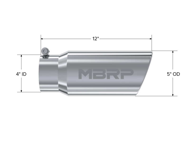 MBRP Universal Tip 5 O.D. Angled Rolled End 4 inlet 12 length - Corvette Realm