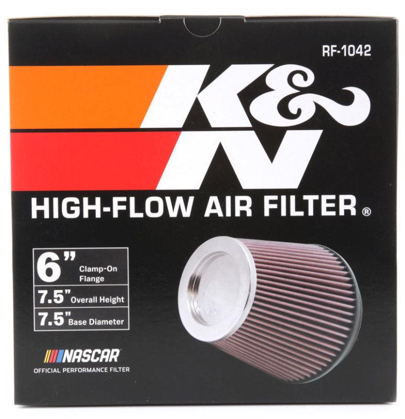 K&N Round Tapered Universal Air Filter 6in Flange ID x 7.5in Base OD x 5in Top OD x 6.5in Height - Corvette Realm