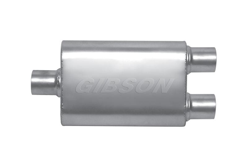 Gibson MWA Superflow Center/Dual Oval Muffler - 4x9x14in/3in Inlet/2.5in Outlet - Stainless - Corvette Realm