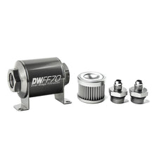 Load image into Gallery viewer, DeatschWerks Stainless Steel 6AN 10 Micron Universal Inline Fuel Filter Housing Kit (70mm) - Corvette Realm