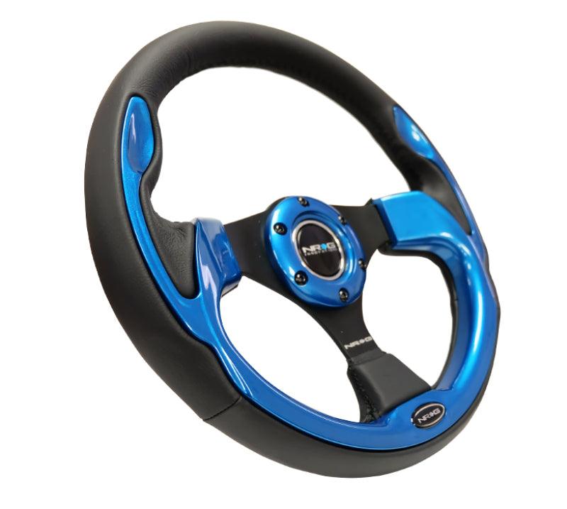 NRG Reinforced Steering Wheel (320mm) Blk w/Blue Trim - Corvette Realm