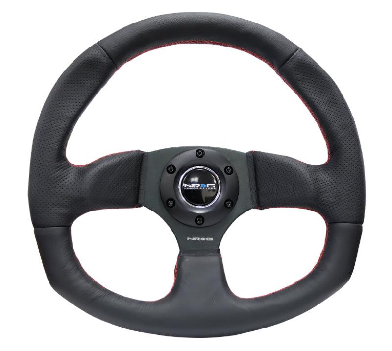 NRG Reinforced Steering Wheel (320mm Horizontal / 330mm Vertical) Leather w/Red Stitching - Corvette Realm