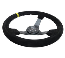 Load image into Gallery viewer, NRG Reinforced Steering Wheel (350mm / 3in. Deep) Blk Suede/X-Stitch w/5mm Blk Spoke &amp; Yellow CM - Corvette Realm